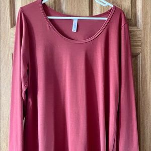 LuLaRoe Lynnae 2X Long Sleeve Solid Rust Tunic